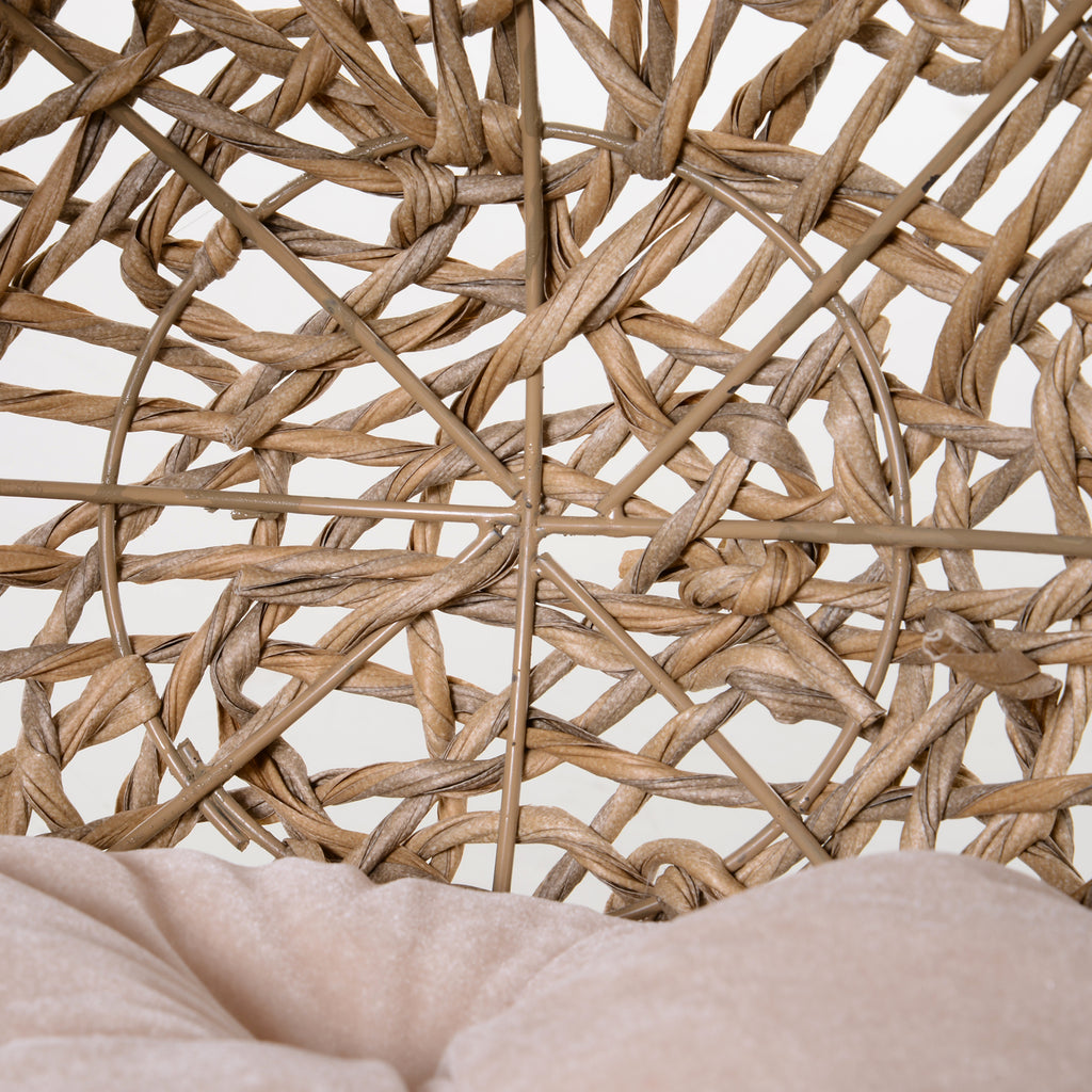 Raised Basket for Cats up to 10kg, Pet Kennel in Wood Color PE Rattan (Φ52x58cm)