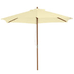 Garden Umbrella 2.5x2.3 m with 6 Ribs in Lacquered Wood and Polyester, Beige - Borge' Group Limited