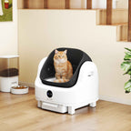 PawHut Self-Cleaning Cat Litter Box with Open Design, Safety Sensors and Deodorizer, White