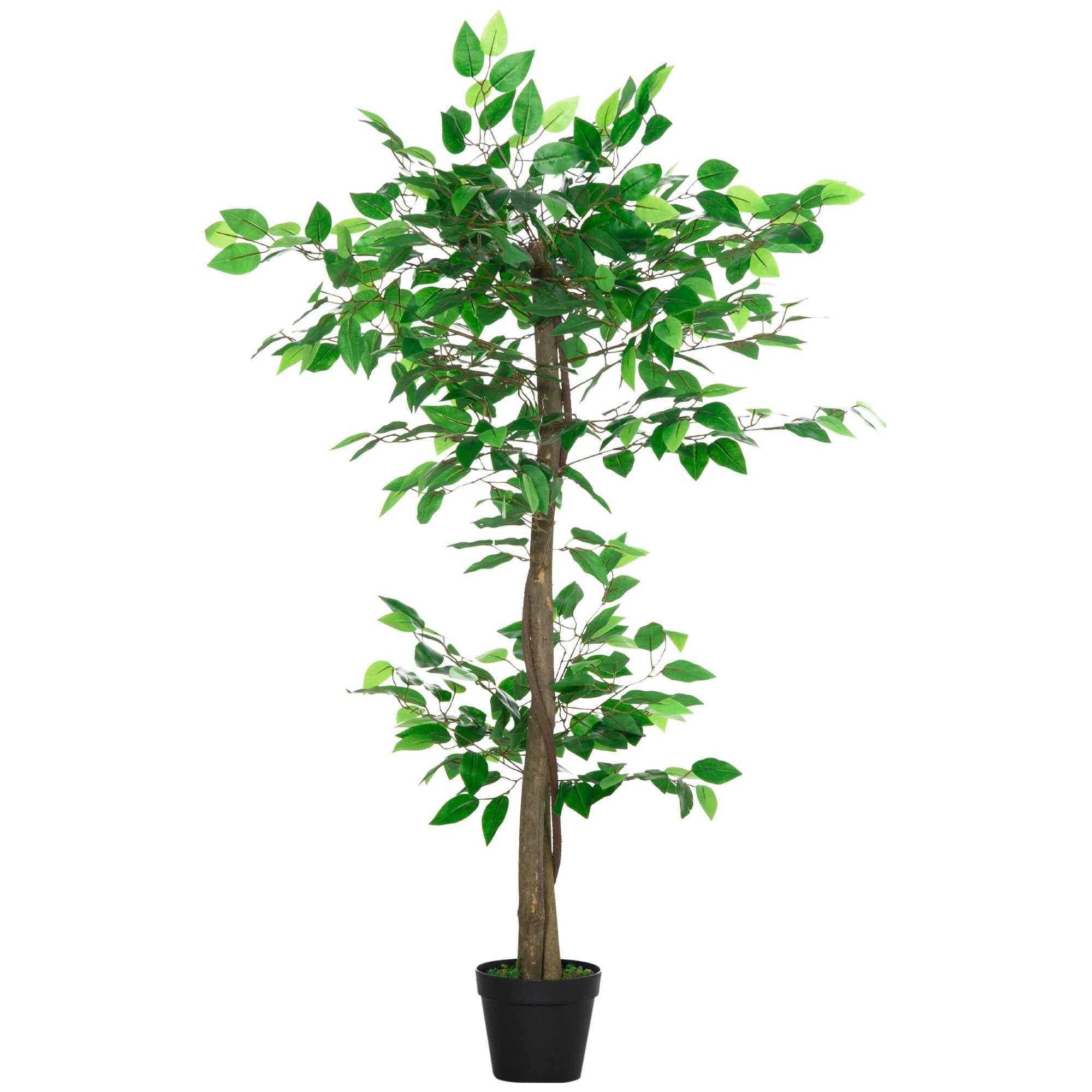 Outsunny Artificial Tea Tree Plant with 546 Realistic Leaves and 120cm Cement Pot, Green