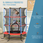 Children's Trampoline with Trampoline Mat, Safety Net and Padded Poles, Ages 3-10 Years, Blue