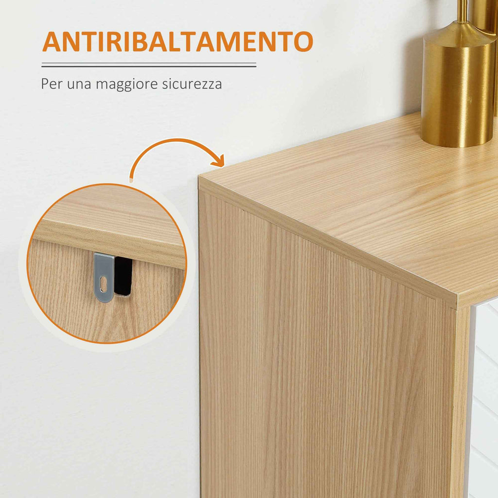HOMCOM Storage Unit with 2 Adjustable Shelves, Pine Wood, 120x35x77.4 cm, Wood and White