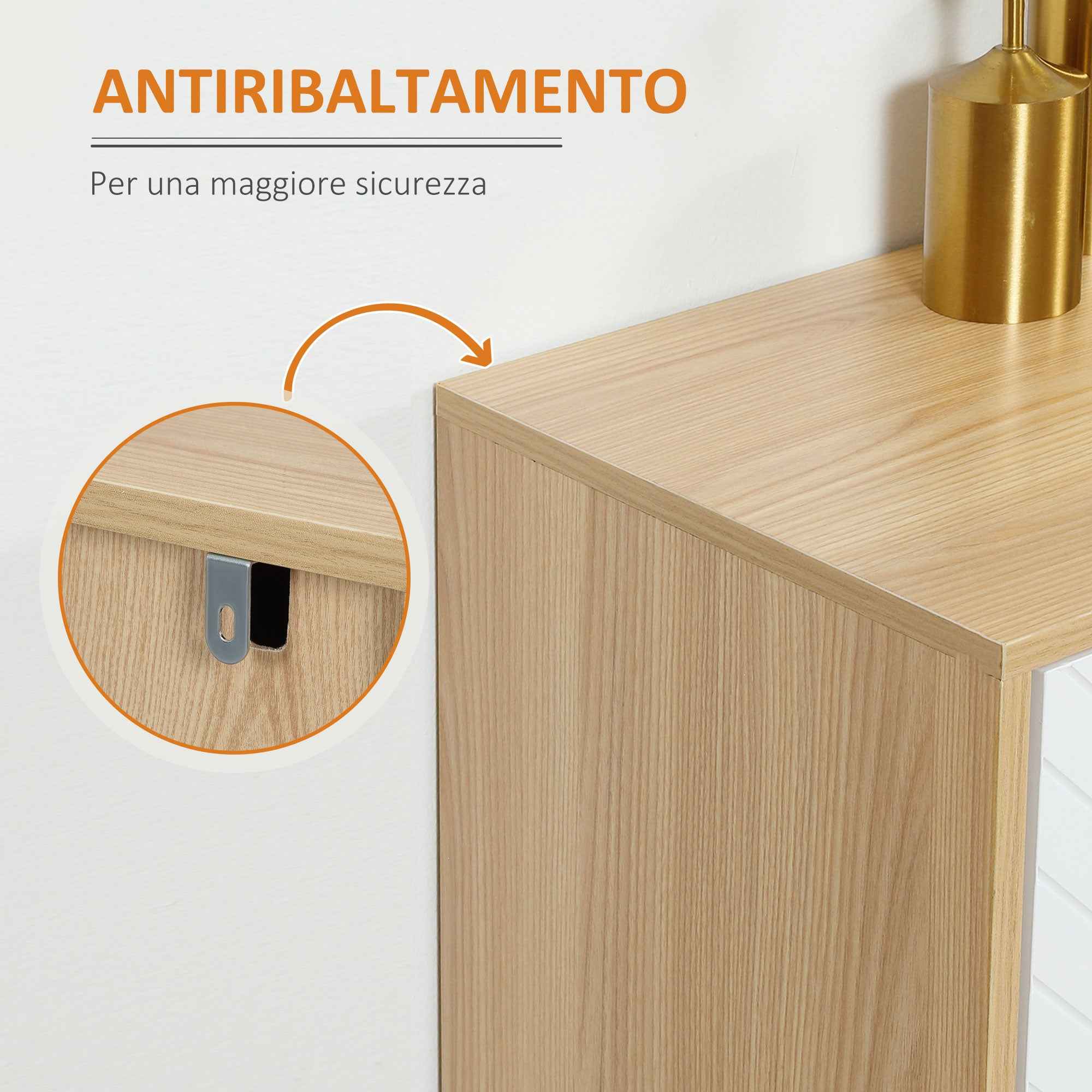 HOMCOM Storage Unit with 2 Adjustable Shelves, Pine Wood, 120x35x77.4 cm, Wood and White