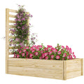 Planter with Trellis for Climbing and Open Bottom, in Fir Wood, 115x60x110 cm, Wood color