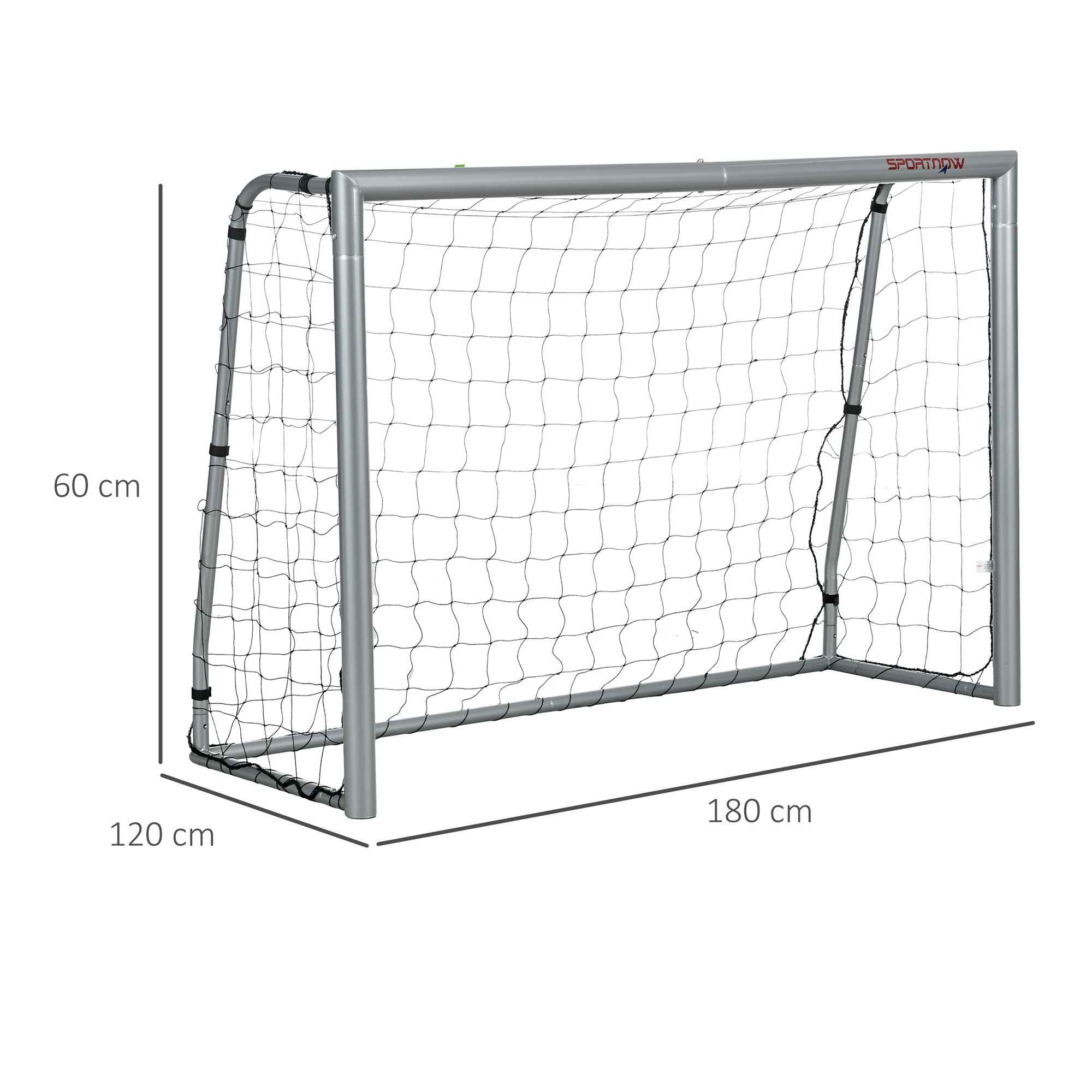 SPORTNOW Grey Football Goal 180x120x60 cm with Screws and Pegs Included, in PE and Metal