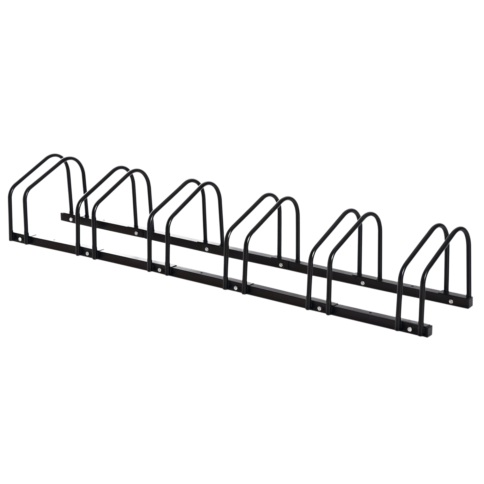 Steel Bike Rack, 6-Bike Parking Stand, 179 x 33 x 27 cm, Black