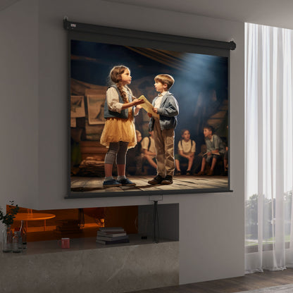 Projector Screen 100" Adjustable  with Ceiling and Wall Mount, 4:3 Format, 203x152cm, Black and White