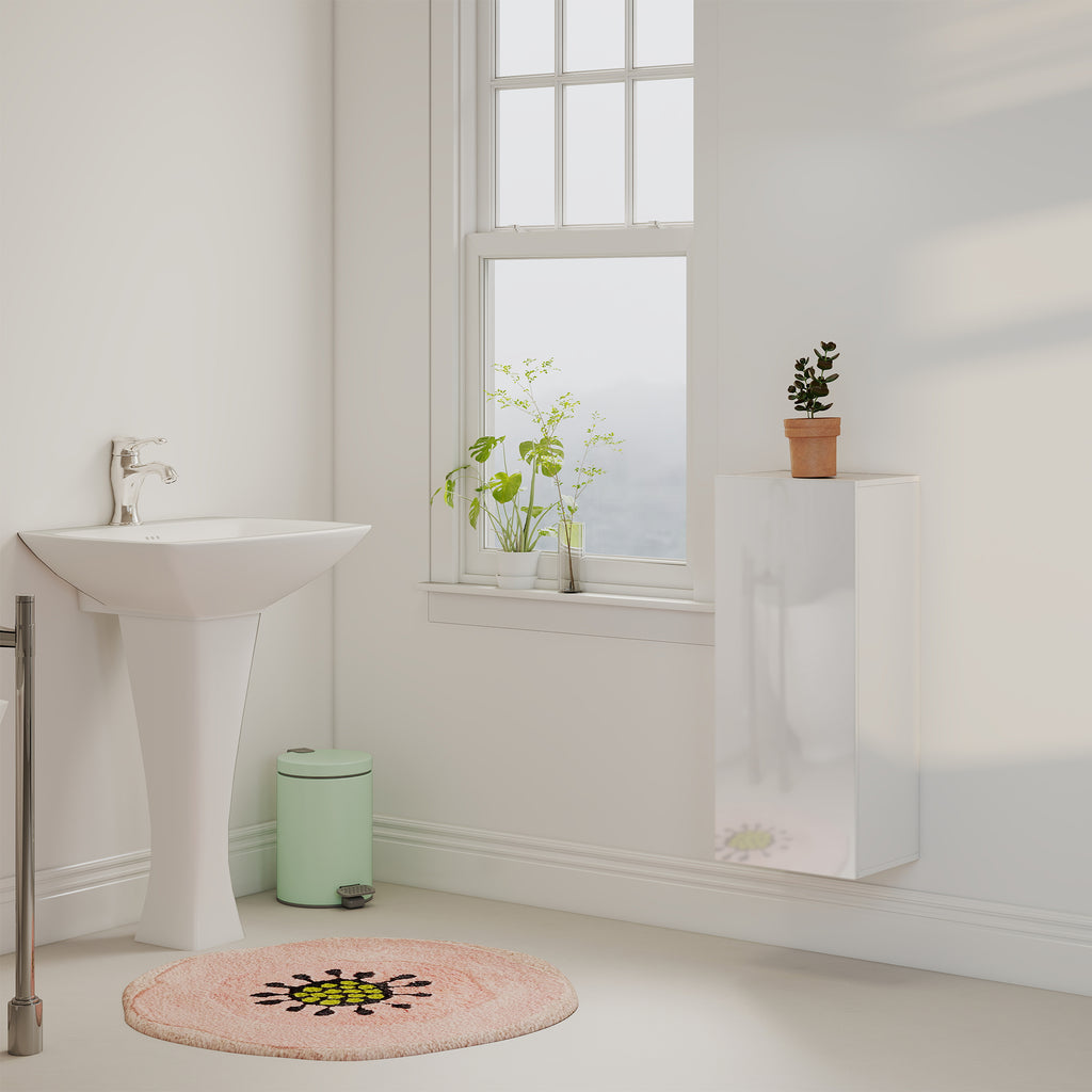 HOMCOM Bathroom Cabinet with 2 Adjustable Glass Shelves and Handleless Door, Gloss White