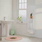 HOMCOM Bathroom Cabinet with 2 Adjustable Glass Shelves and Handleless Door, Gloss White