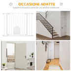 Adjustable Dog Gate with Small Door and Automatic Closure, 75-103x76cm, White