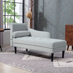 Chaise Longue with Quilted Velvet Effect Covering in Grey, Solid Wood and Sponge, 146x61x82.5 cm