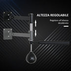 HOMCOM Wall-mounted Speed Bag for Boxing and MMA with Adjustable Height with Pole, in Steel and PU, 79x72x20 cm, Black - Borgè