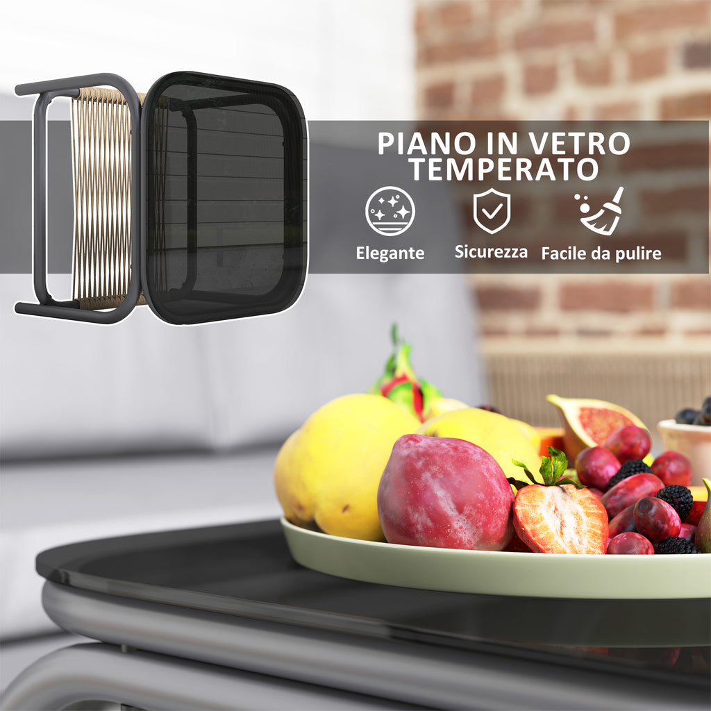 4 Piece Rattan Garden Lounge Set with Sofa, Chaise Longue, Armchair and Coffee Table with Cushions, Grey