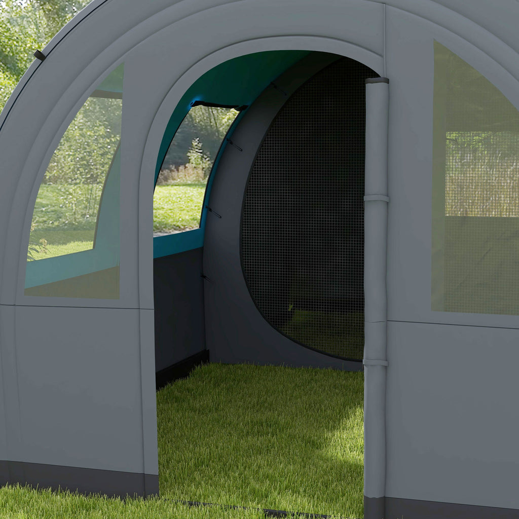 Outsunny Waterproof 5-Person Camping Tent with Night and Day Area, in Polyester, 480x260x200 cm, Gray and Blue - Borgè