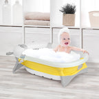 Foldable Bathtub for Children 0-3 Years with Temperature Indicator and Cushion, 81.5x50.5x23.5 cm, Yellow