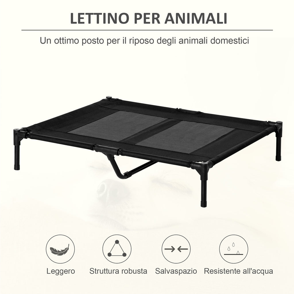 PawHut Bed for Large Dogs in Metal and Oxford Fabric with Transport Bag, 92x76x18cm, Black - Borgè
