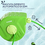 Wall Mounted Lockable Retractable Plastic Hose Reel with 180° Rotation, 35.5x11. 5x27. 5 cm, Green 4.8