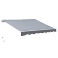 Manually Roll Up Outdoor Awning in Aluminum and Polyester, 2.5x2 m, Gray and White