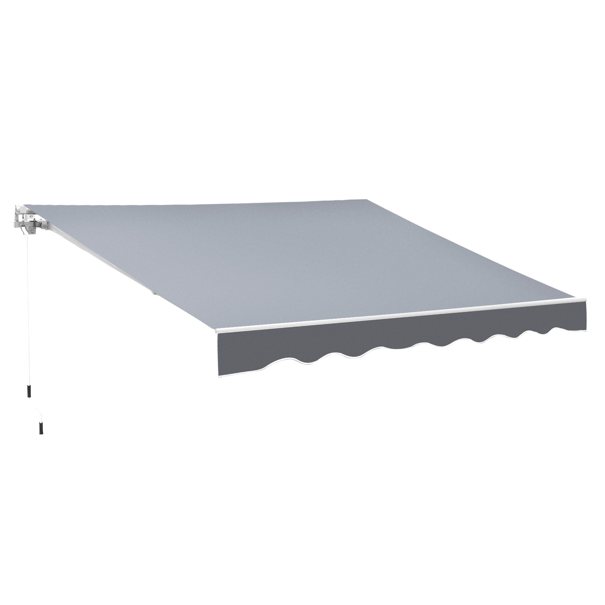 Manually Roll Up Outdoor Awning in Aluminum and Polyester, 2.5x2 m, Gray and White