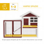 Outdoor Wooden Rabbit Hutch with Rabbit House and Ramp, 122x62. 6x92 cm, Brown and White