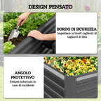 Outsunny Raised Garden Bed with Open Bottom and Rounded Edges, 180x90x57.5 cm, Dark Grey
