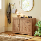 Kitchen Cabinet with 2 Drawers and 3 Cabinets, Adjustable Shelves, 120x38x79 cm, Oak