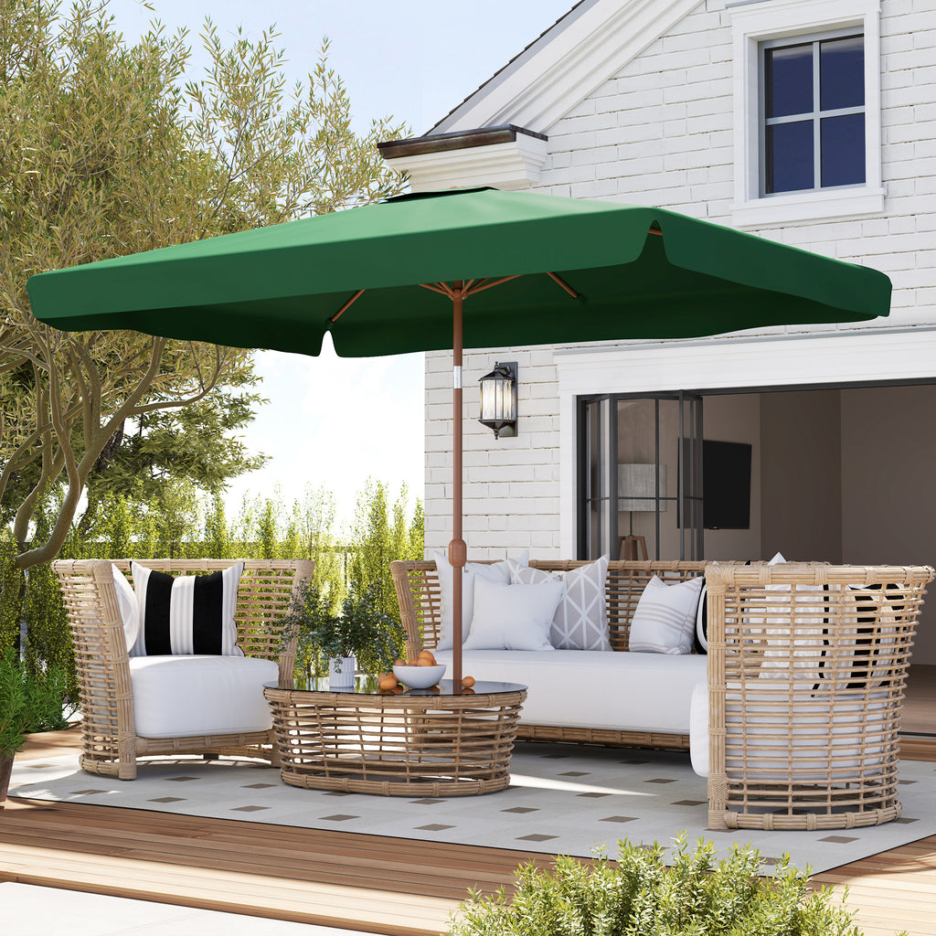 Garden Umbrella 2x3 m with Crank Opening, Tilting and Anti UV 50+, Green