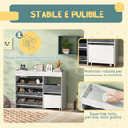 Children's Toy Storage Cabinet with 11 Fabric Baskets, Cabinet and Shelves, 105x30x80 cm, White