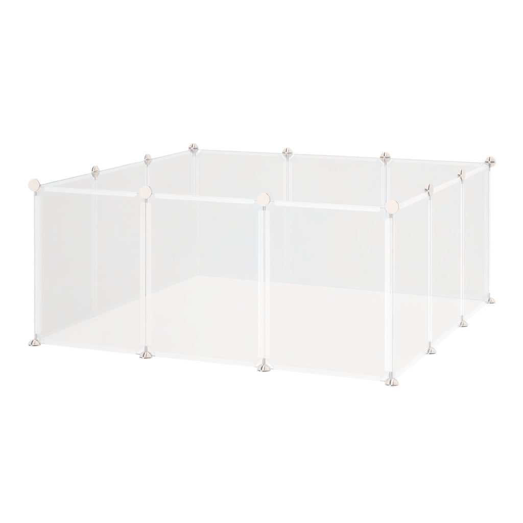 Modular Playpen for Rabbits, Puppies and Small Animals in Metal and PP, 12 Panels 35x45cm White