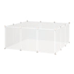 Modular Playpen for Rabbits, Puppies and Small Animals in Metal and PP, 12 Panels 35x45cm White