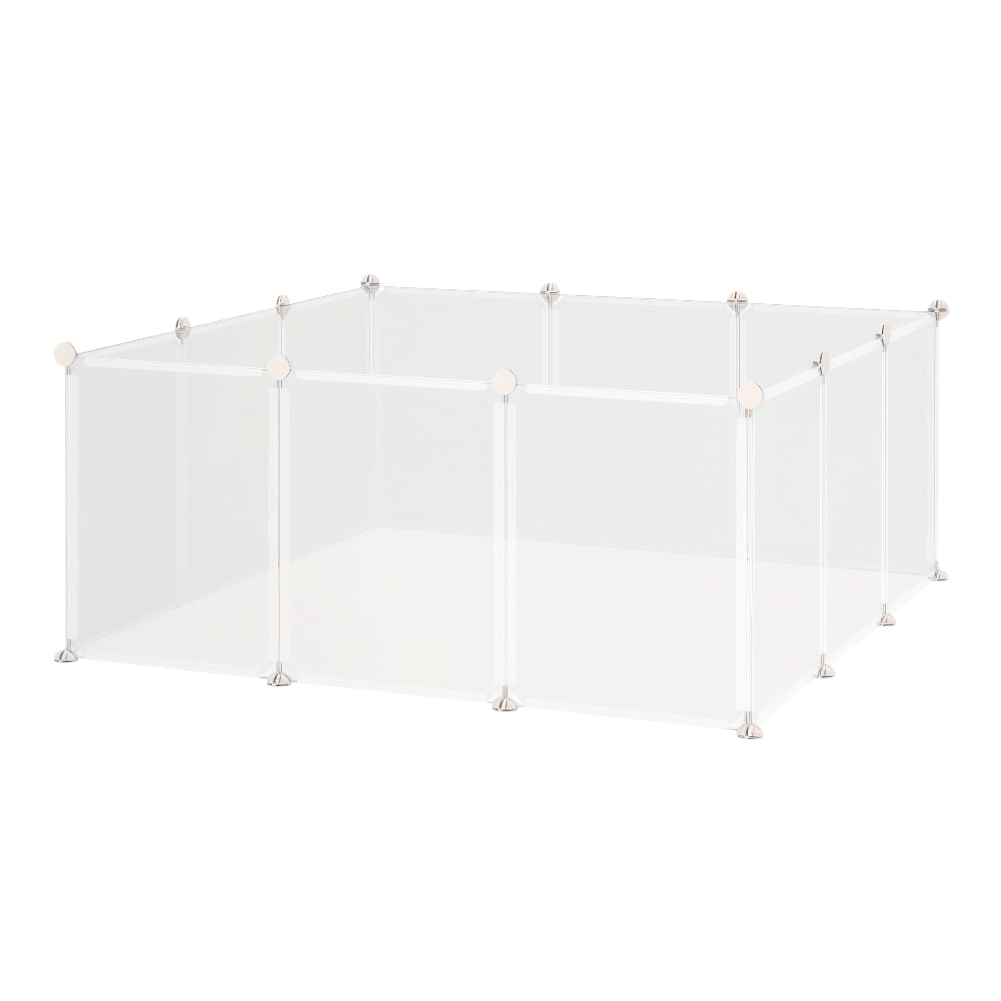 Modular Playpen for Rabbits, Puppies and Small Animals in Metal and PP, 12 Panels 35x45cm White