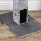 Scratching Post Tree for Cats with 2 Toy Balls and Brush, in Wood, Jute and Plush, 59.5x39x79 cm, Gray