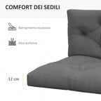 Outsunny 2-Piece Garden Cushion Set for Sofas and Pallets in Polyester with Thick Filling, Grey