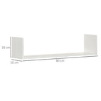 Set of 3 Wooden Wall Shelves, 80x18x18 cm, White