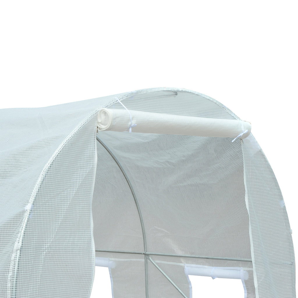 Outsunny Garden greenhouse tunnel for PI plants with iron, white, 350x200x200cm pipes - Borgè