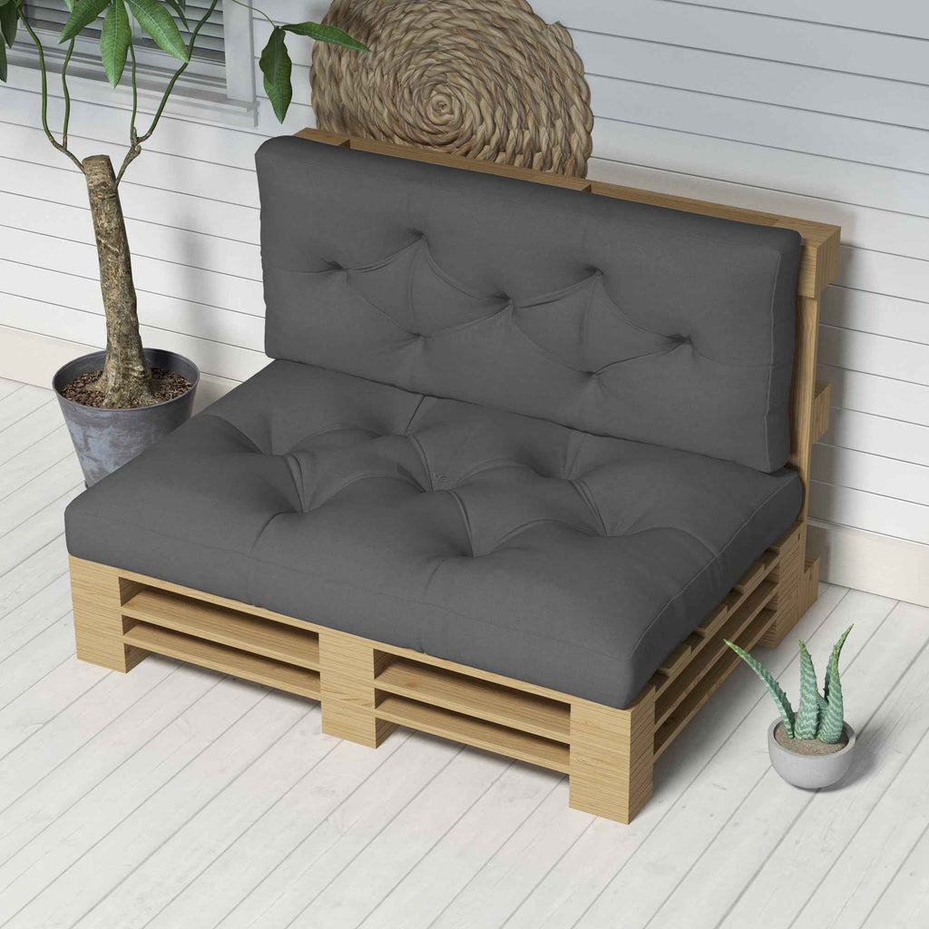 Outsunny 2-Piece Garden Cushion Set for Sofas and Pallets in Polyester with Thick Filling, Grey