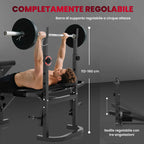 SPORTNOW Adjustable Multifunction Gym Bench with Barbell Rack with Leg Extension, Low Row, Arm Curl, Black