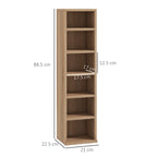CD Rack, Set of 2, Adjustable Shelves for 204 CDs, 21x22. 5x88. 5 cm, Wood Color