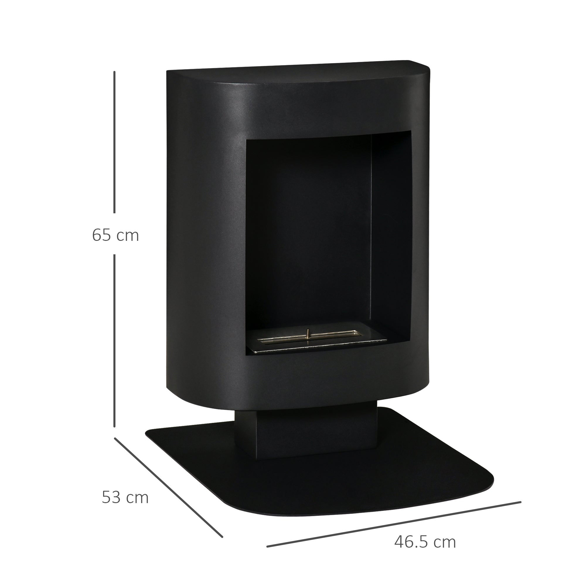 Bioethanol Fireplace with 1.5L Tank, Coverage up to 20㎡, 46.5x53x65cm, Black