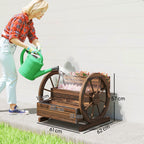 Outsunny 3-Tier Outdoor Planter with Decorative Wheels Made of Carbonized Fir Wood, 62x61x57 cm