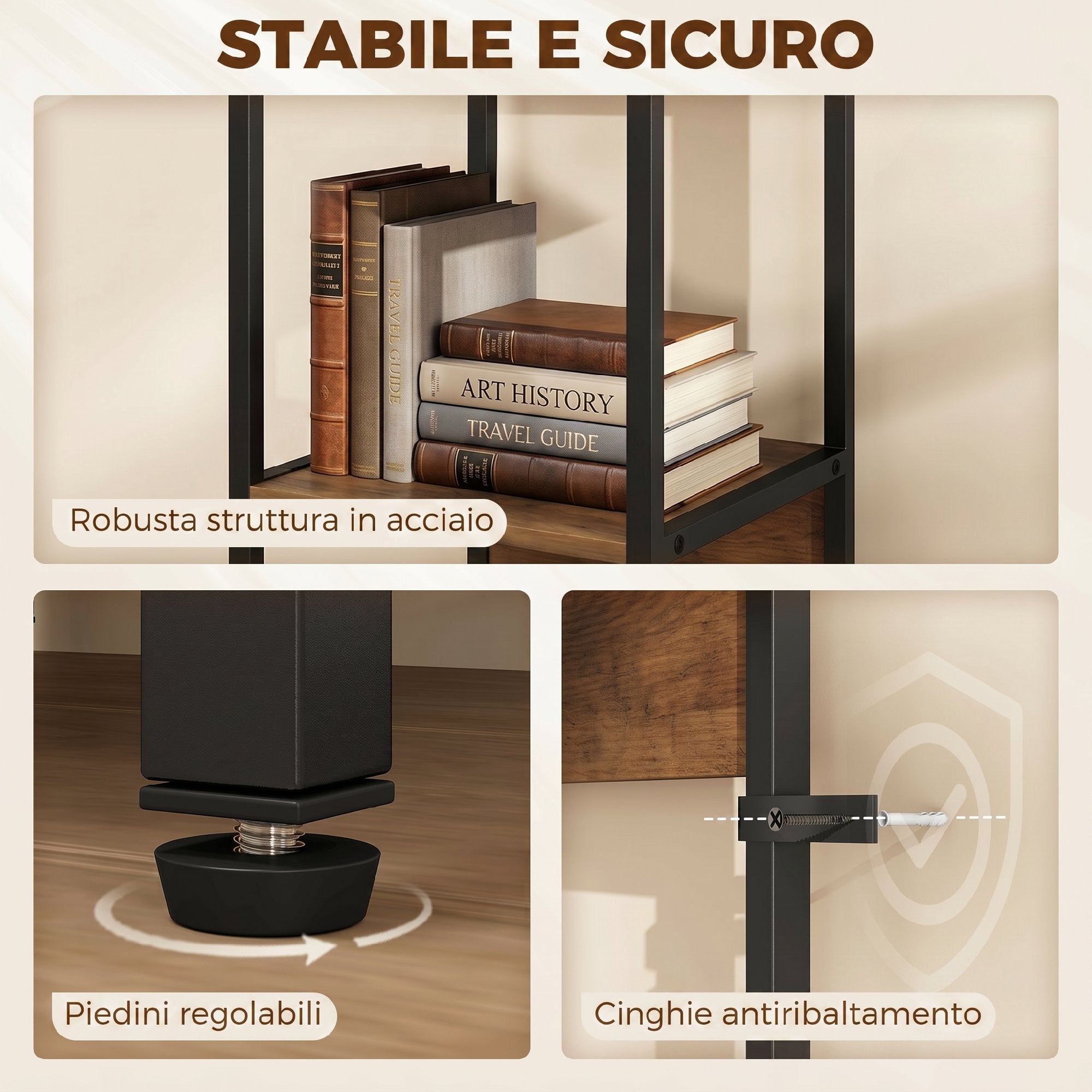 HOMCOM 6-Shelf Bookcase, Brown Wood Finish