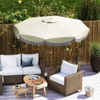 Outsunny 2.7x2.4m Round Garden Umbrella with Crank Handle, Metal and Polyester, Beige
