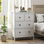 4-Drawer Chest of Drawers for Bedroom and Entrance Multipurpose Wooden, 74x35x97 cm, White