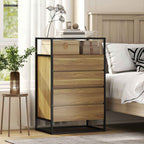 4-Drawer Chest with Open Shelf in Steel and Glass