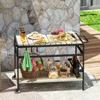 Outsunny Garden Food Cart in Wood with Slats and Steel, Shelf and Handle, 107x65x80 cm