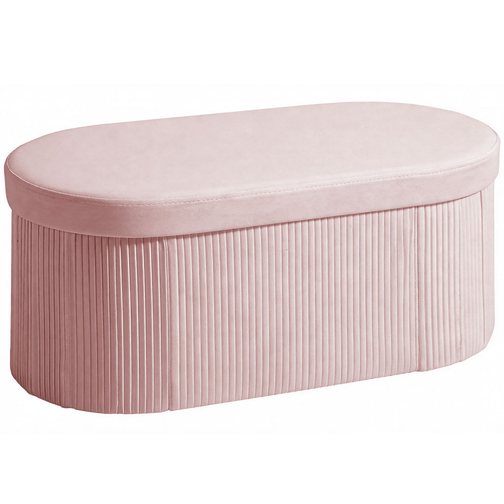 HOMCOM Foldable Storage Ottoman with 72L Capacity and Velvet Lining, 76x38x35 cm, Pink