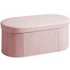 HOMCOM Foldable Storage Ottoman with 72L Capacity and Velvet Lining, 76x38x35 cm, Pink