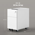 Office Filing Cabinet with 2 Drawers, Envelope Slot and Hanging Bar, Steel, 30x50x53.5 cm, White