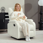 Manually Reclining Armchair at 60° Extra Padded in Fabric with Footrest, Cream