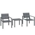 Outsunny 3-Piece Garden Set with 2 Outdoor Chairs and Coffee Table, in HDPE and Metal, Dark Grey